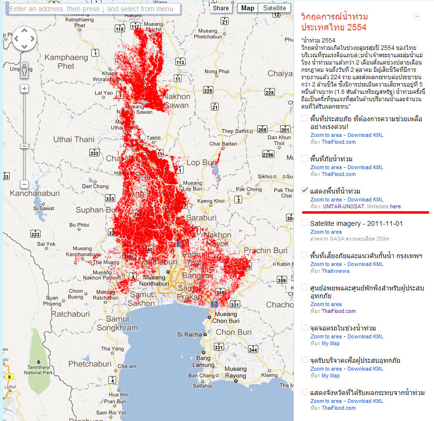 Thailand Flooding Area November 2011